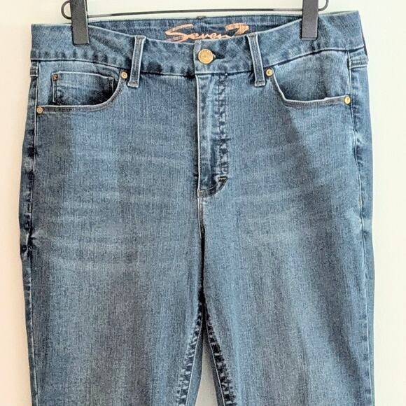 Seven 7 Tummyless High Rise Slim Boot Jeans Womens 14 Blue Light Stretch Denim - Picture 3 of 11